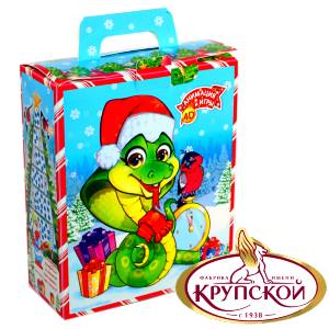Сладкий новогодний подарок в картонной упаковке весом 650 грамм  в Стародубе